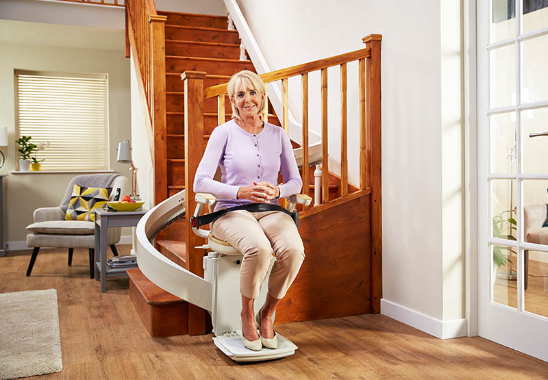 curved stairlift in use
